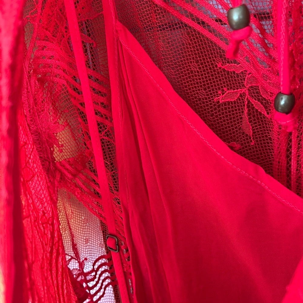 Free People Red Lace Midi Dress like new never worn - Picture 8 of 11